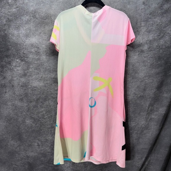 Jamie Sadock Pink Abstract Graphic Golf Dress Size M V-Neck Zip Pockets - Picture 3 of 8